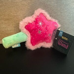 NWT Bark Box WHIZZARD WAND Wizard Squeaky & Crinkle Dog Toy Size M Medium Pink!